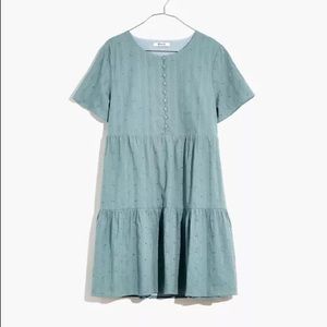 Madewell embroidered button tiered babydoll dress